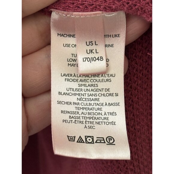 We The Free Asher Thermal Knit Oversized V-Neck Top Large Burgundy Ribbed - Picture 7 of 12